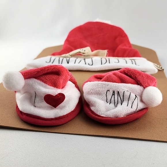 Rae Dunn Baby SANTA'S BESTIE by Magenta Holiday Hat &  Slippers Set I ❤️ Santa - Picture 2 of 8
